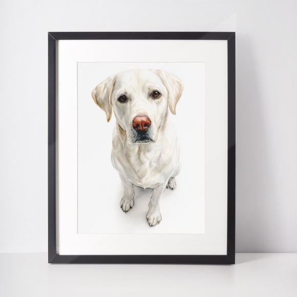 Watercolor Labrador Retriever Dog Portrait Wall Art Print, Unframed - Picture 3 of 7